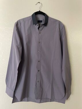 Lanvin Lavender Dress Shirt with Dark Contrast Collar